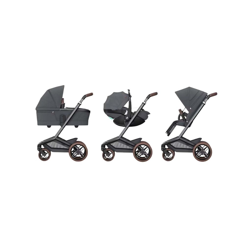 Maxi-Cosi 3-en-1 Poussette Fame Moon Graphite + Nacelle + Pebble Slide Pro Moon Graphite + Base Familyfix Slide Pro