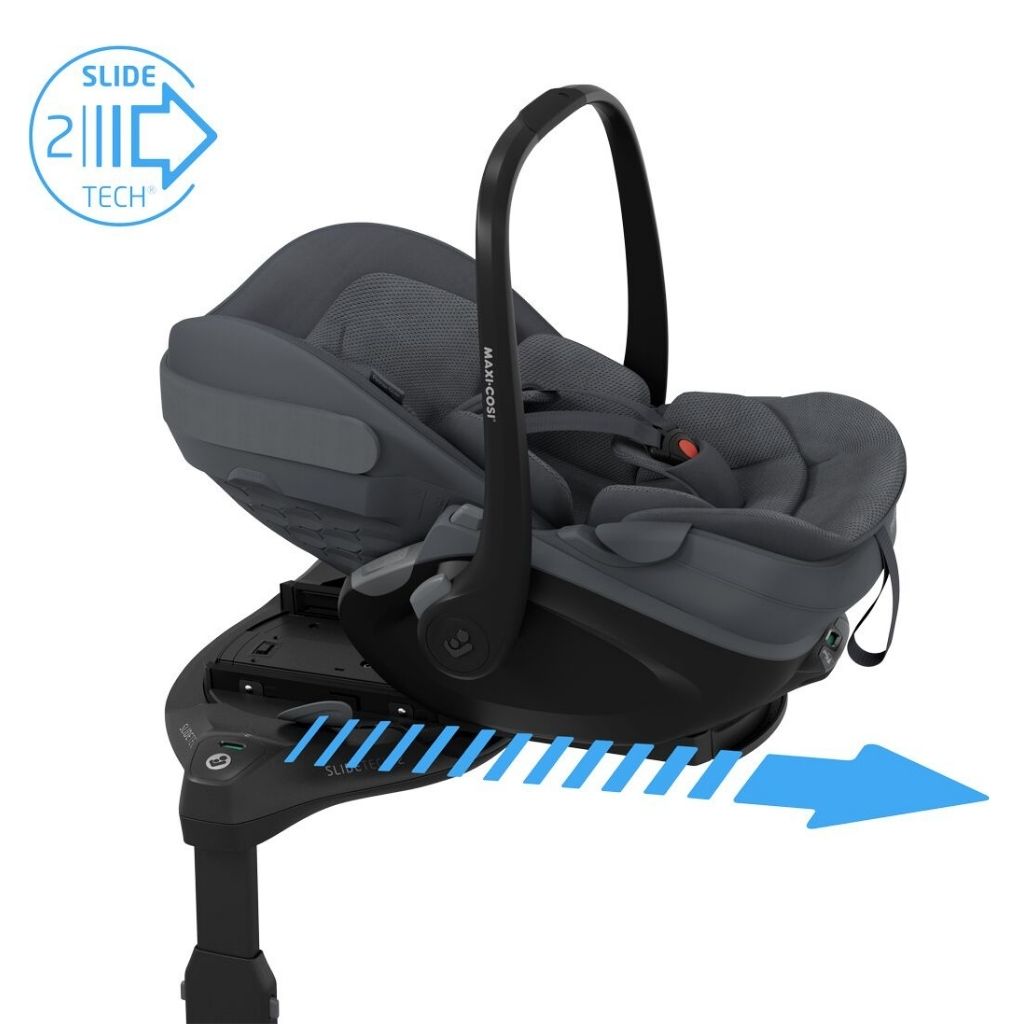 Maxi-Cosi 3-en-1 Poussette Fame Moon Graphite + Nacelle + Pebble Slide Pro Moon Graphite + Base Familyfix Slide Pro