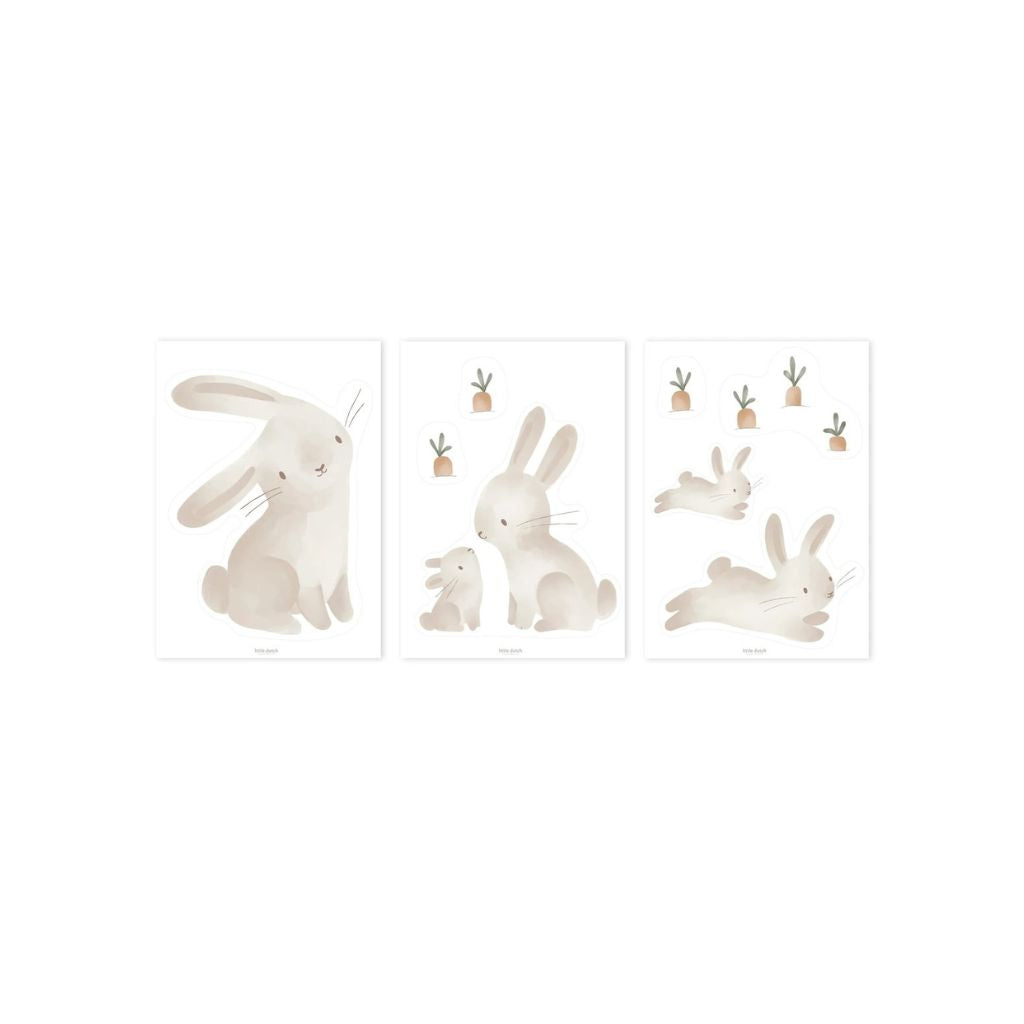 Little Dutch Sticker mural Newborn Naturals Baby Bunny A4 - 3 pièces