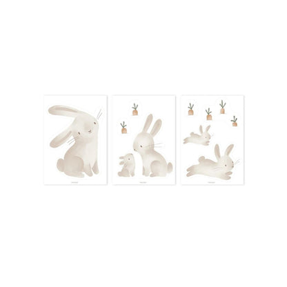 Little Dutch Sticker mural Newborn Naturals Baby Bunny A4 - 3 pièces