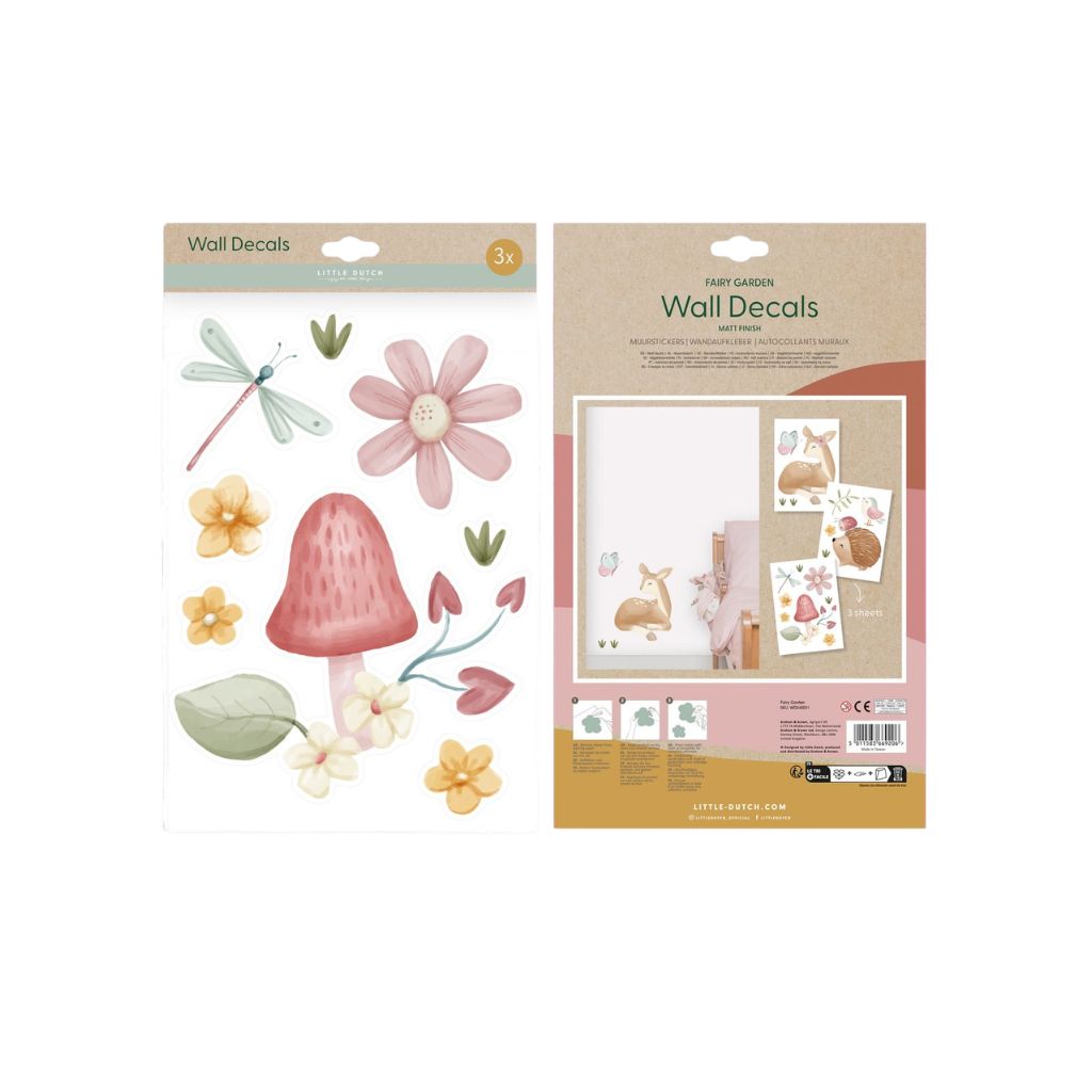 Little Dutch Muursticker Fairy Garden A4 - 3 stuks