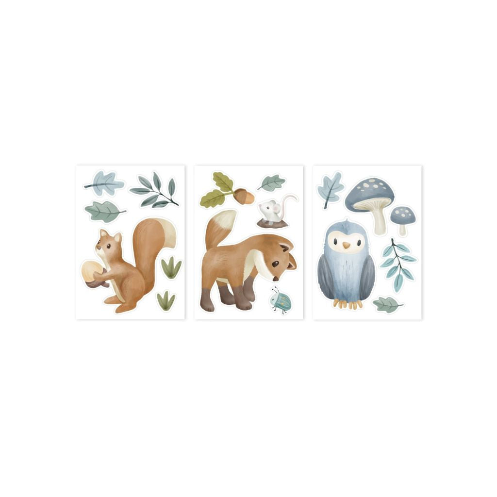 Little Dutch Sticker mural Forest Friends A4 - 3 pièces