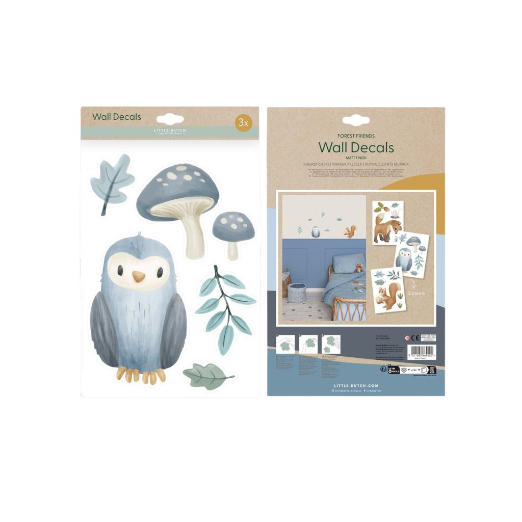 Little Dutch Sticker mural Forest Friends A4 - 3 pièces