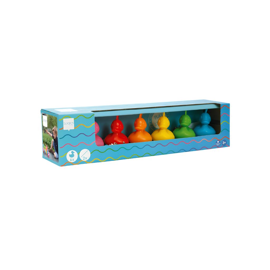 Scratch Europe Kermiseendjes Regenboog – Set van 6 en 2 Hengels