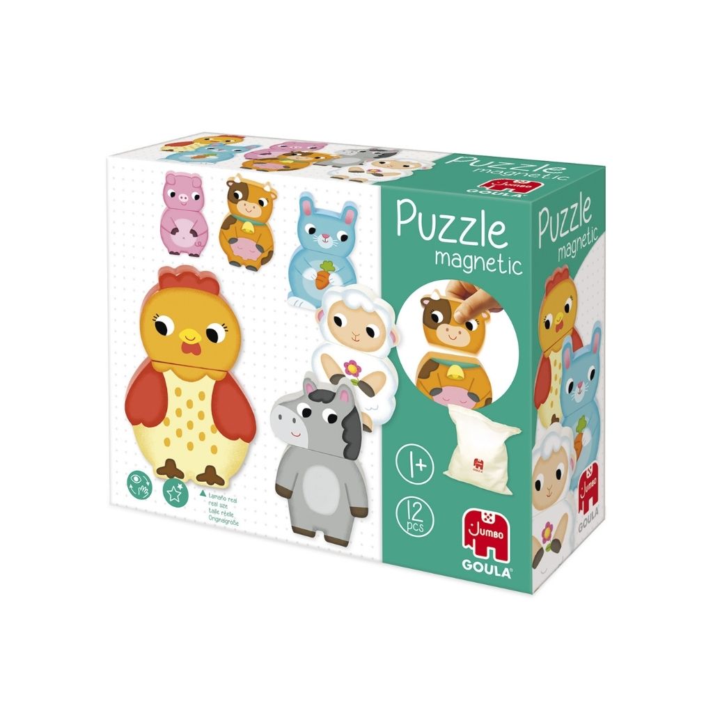 Jumbo Puzzle En Bois Goula Animaux De La Ferme Magnétiques