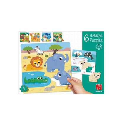 Jumbo  Puzzle Goula Habitat Des Animaux - 6 Pièces