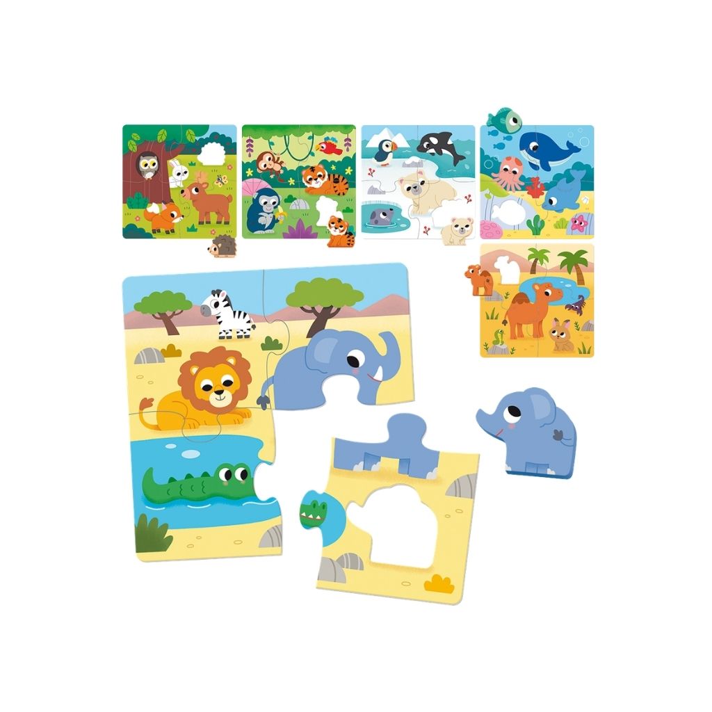 Jumbo  Puzzle Goula Habitat Des Animaux - 6 Pièces