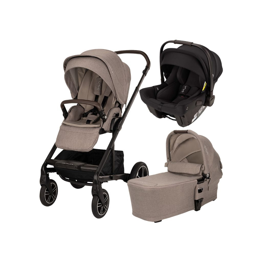 Nuna Poussette 3 en 1 Mixx Next Cedar + Nacelle Cedar + Siège-auto portable Groupe 0+ Pipa Urbn Caviar