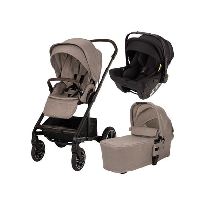 Nuna Poussette 3 en 1 Mixx Next Cedar + Nacelle Cedar + Siège-auto portable Groupe 0+ Pipa Urbn Caviar