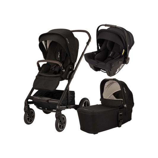 Nuna Poussette 3 en 1 Mixx Next Caviar-Chocolate + Nacelle Caviar + Siège-atuo portable Groupe 0+ Pipa Urbn Caviar