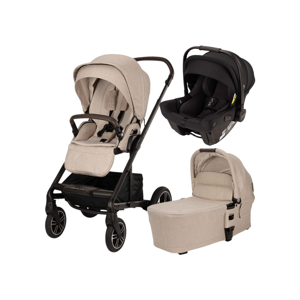 Nuna Poussette 3 en 1 Mixx Next Biscotti + Nacelle Biscotti + Siège-auto portable Groupe 0+ Pipa Urbn Caviar