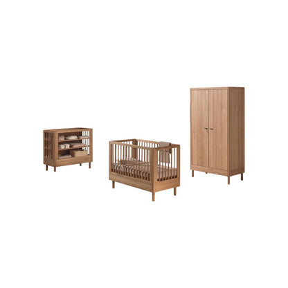 Jaxx Chambre de bébé 3 pieces (Lit de bébé Lg 60 x L 120 cm + Table à langer + Armoire 2 portes) Forrest Chêne
