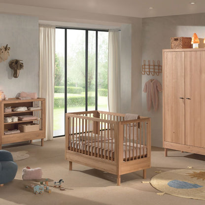 Jaxx Chambre de bébé 3 pieces (Lit de bébé Lg 60 x L 120 cm + Table à langer + Armoire 2 portes) Forrest Chêne