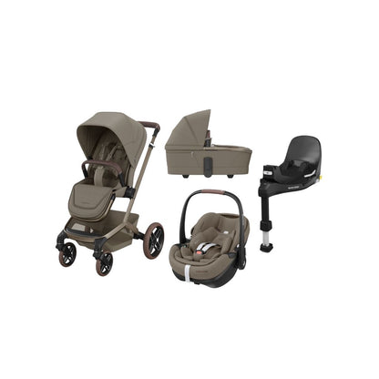 Maxi-Cosi Poussettes 3 en 1 Fame Twillic Truffle + NacelleOak Truffle + Siège-auto portable Groupe 0+ Pebble 360 Pro2 Twillic Truffle + Base FamilyFix 360 Pro