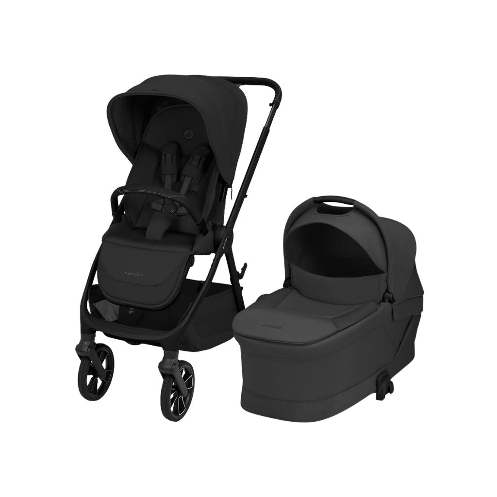 Maxi-Cosi 2-en-1 Poussette Oxford+ Onyx Black + Nacelle Pliable Onyx Black