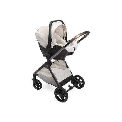 Chicco 3-in-1 Kinderwagen Trio Bellagio Amber Glow + Draagmand Flexi Amber Glow + Draagbare autostoel Groep 0+ First Seat Recline i-Size Amber Glow + Basis i-size 360°