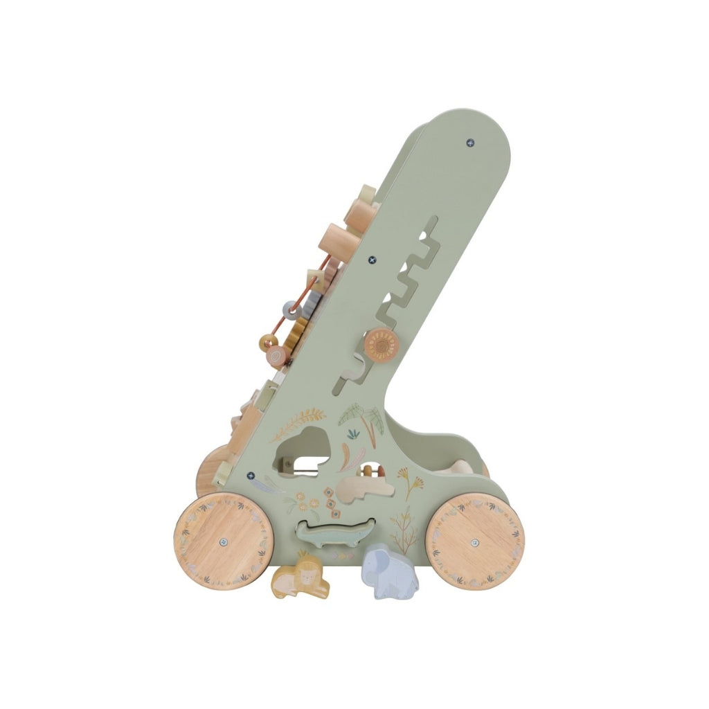Little Dutch Chariot d'activités En Bois Safari Friends Vert 