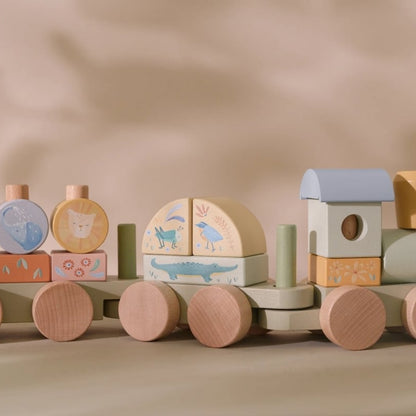 Little Dutch Train De Blocs Safari Friends Multi