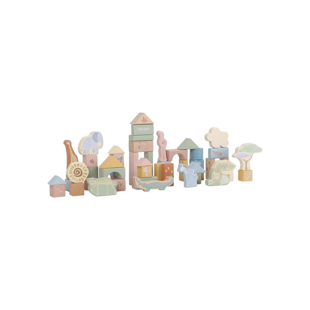 Little Dutch Blocs De Construction En Bois Safari Friends Vert 