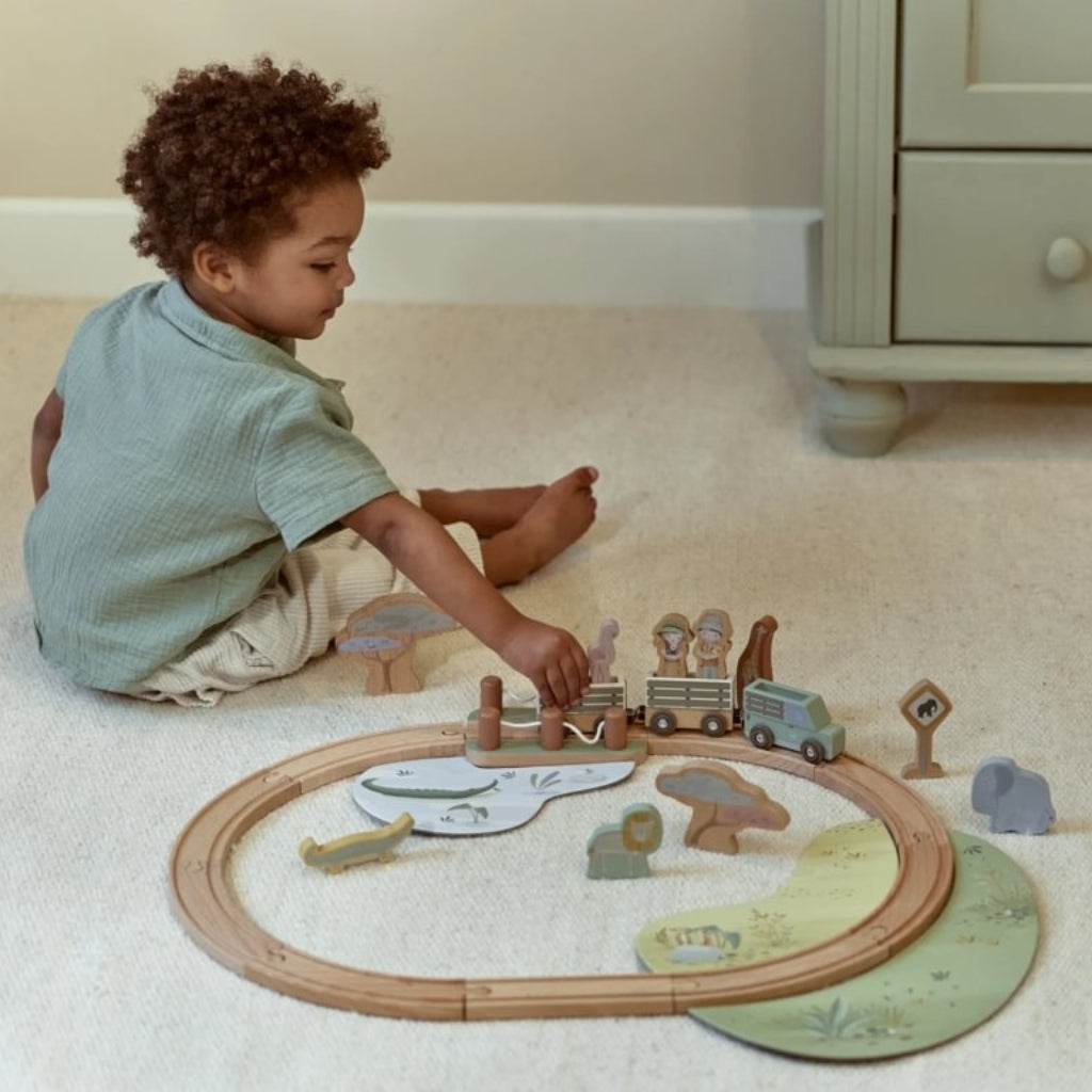 Little Dutch Set De Train En Bois Safari Friends Multi