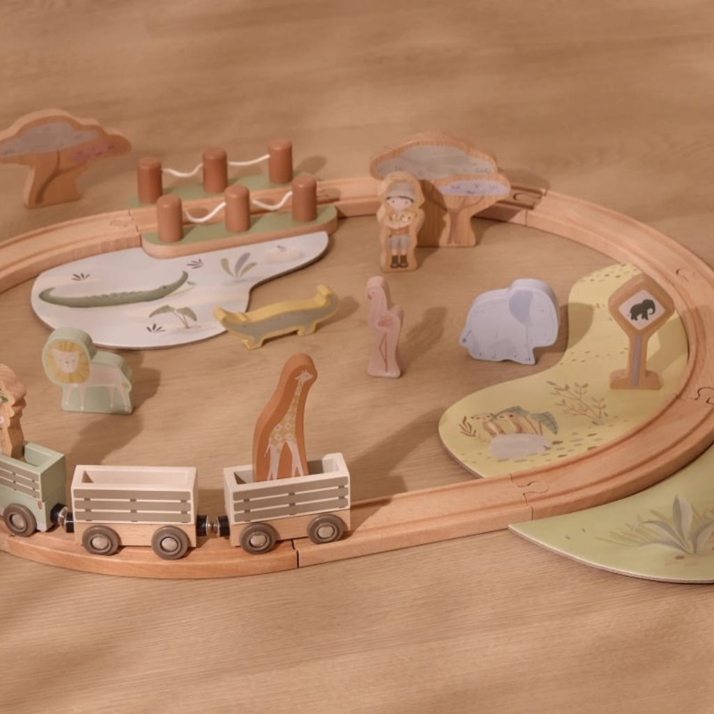 Little Dutch Set De Train En Bois Safari Friends Multi