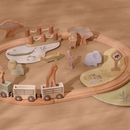 Little Dutch Set De Train En Bois Safari Friends Multi