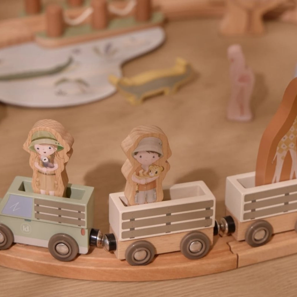 Little Dutch Set De Train En Bois Safari Friends Multi