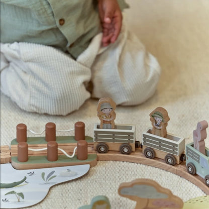 Little Dutch Set De Train En Bois Safari Friends Multi