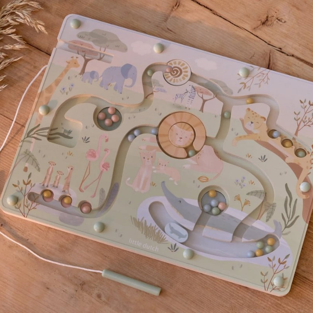 Little Dutch Labyrinthe Magnétique Safari Friends Vert  