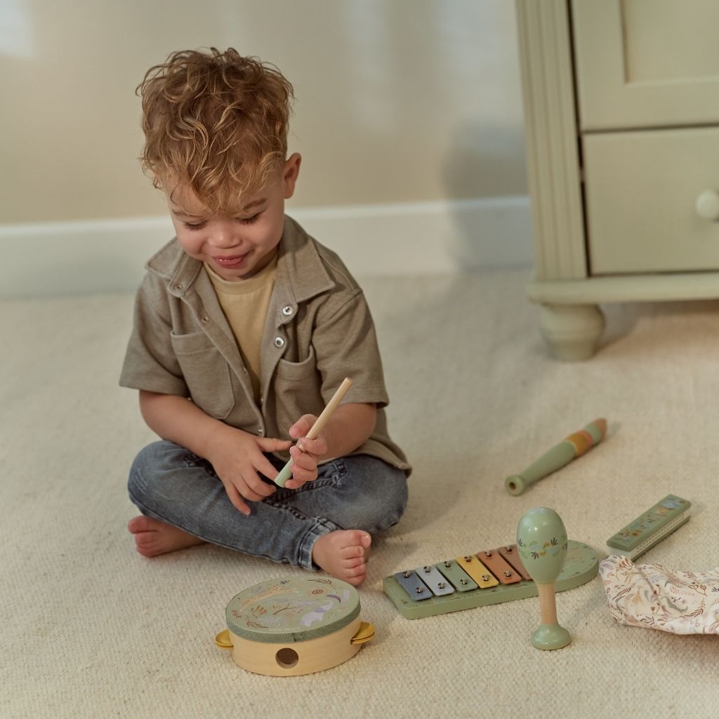 Little Dutch Ensemble De Musique En Bois Safari Friends Vert 