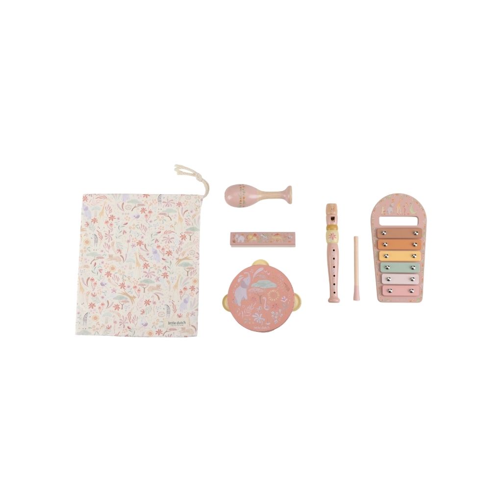 Little Dutch Ensemble De Musique En Bois Safari Friends Rose 