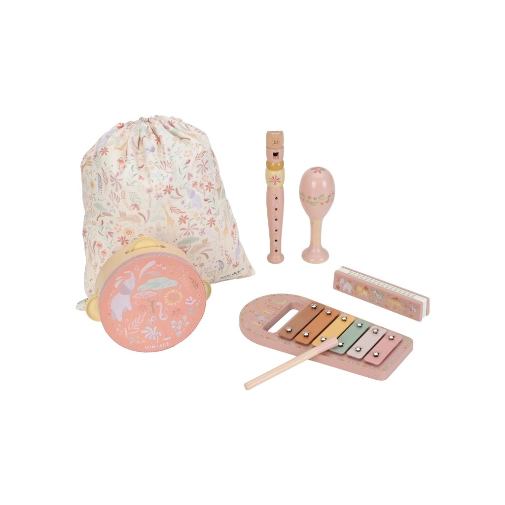 Little Dutch Ensemble De Musique En Bois Safari Friends Rose 