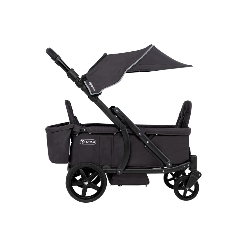 Pronto Stroller Chariot Space Grey +  Porte-gobelet + Housse de rangement + Pare-soleil + Plateau + Boîte de rangement secrète