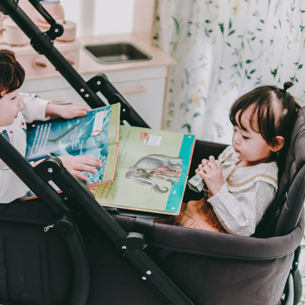 Pronto Stroller Chariot Space Grey +  Porte-gobelet + Housse de rangement + Pare-soleil + Plateau + Boîte de rangement secrète