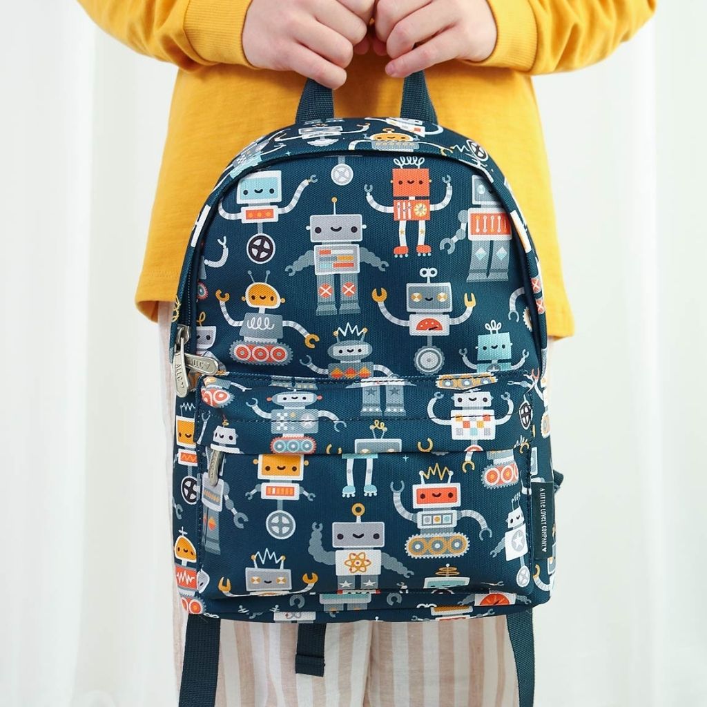 A Little Lovely Company Petit Sac à Dos Robot Bleu 