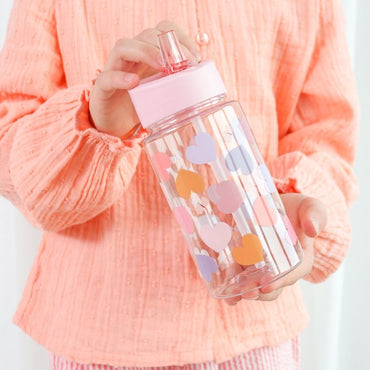 A Little Lovely Company Drinkfles Hearts Roze 450 ml