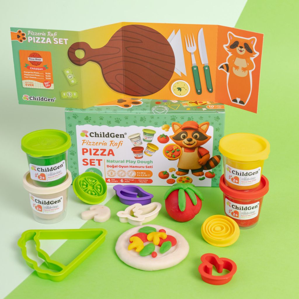 ChildGen Set Pizza en Pâte à Modeler Colorée