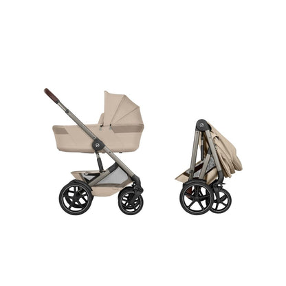 Cybex 2 en 1 Poussette Talos S Lux Almond Beige + Nacelle Pliante Almond Beige (Châssis Taupe)