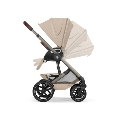 Cybex 2 en 1 Poussette Talos S Lux Almond Beige + Nacelle Pliante Almond Beige (Châssis Taupe)
