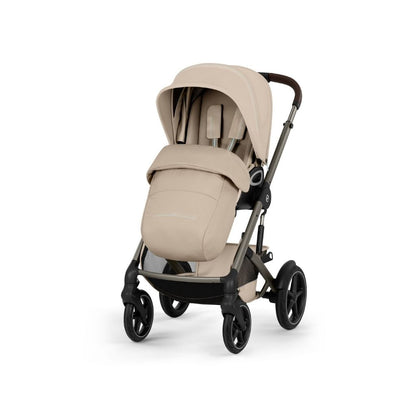Cybex 2 en 1 Poussette Talos S Lux Almond Beige + Nacelle Pliante Almond Beige (Châssis Taupe)