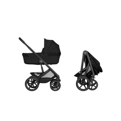 Cybex 2 en 1 Poussette Talos S Lux Moon Black + Nacelle Pliante Moon Black (Onderstel Black)