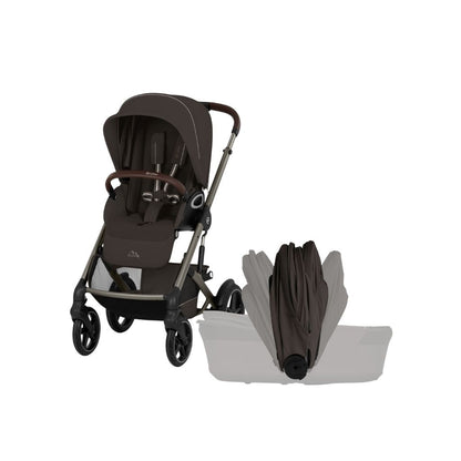 Cybex 2 en 1 Poussette Talos S Lux Chocolate Brown + Nacelle Pliante Chocolate Brown (Châssis Taupe)