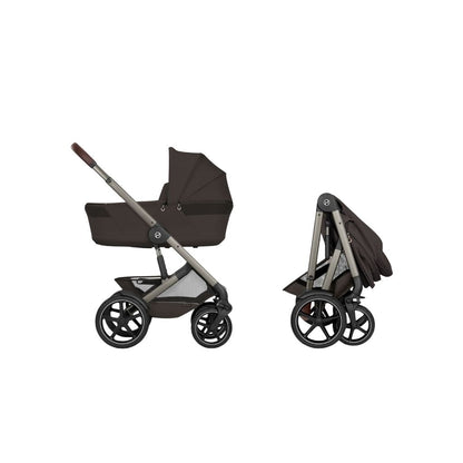 Cybex 2 en 1 Poussette Talos S Lux Chocolate Brown + Nacelle Pliante Chocolate Brown (Châssis Taupe)