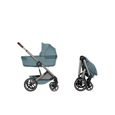 Cybex 2 en 1 Poussette Balios S Lux Stormy Blue + Nacelle Pliable Stormy Blue (Châssis Taupe)