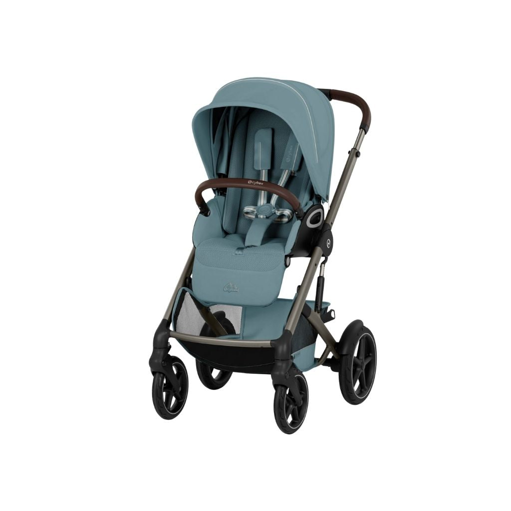 Cybex 2 en 1 Poussette Talos S Lux Stormy Blue + Nacelle Pliante Stormy Blue (Châssis Taupe)
