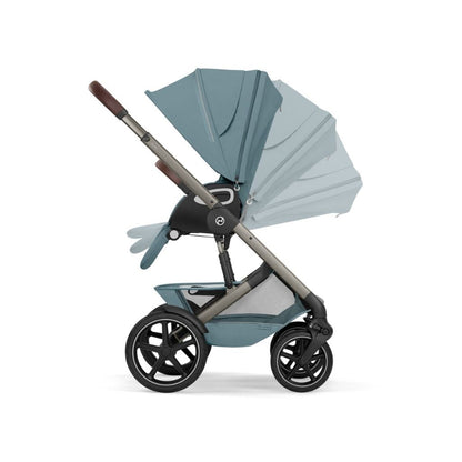 Cybex 2 en 1 Poussette Talos S Lux Stormy Blue + Nacelle Pliante Stormy Blue (Châssis Taupe)