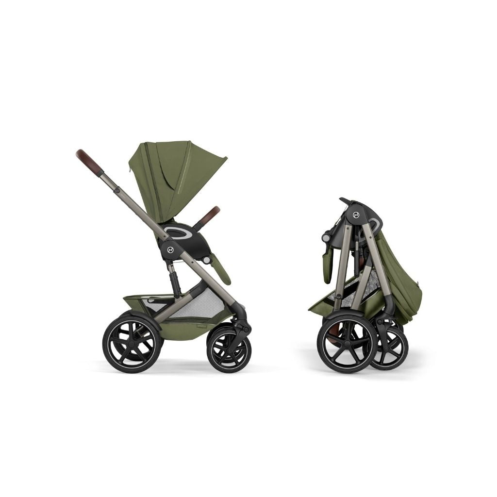 Cybex 2 en 1 Poussette Talos S Lux Moss Green + Nacelle Pliante Moss Green (Châssis Taupe) 