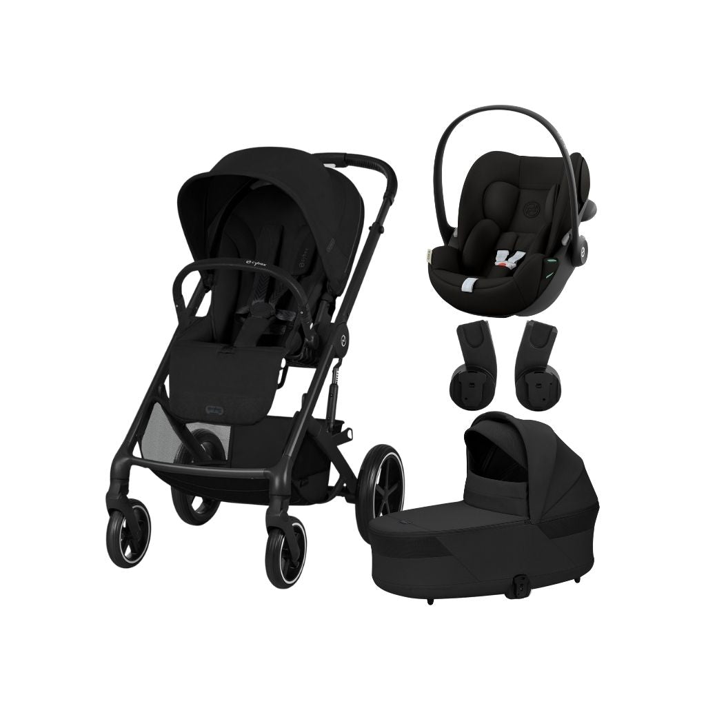 Cybex 3-in-1 Kinderwagen Balios S Lux Moon Black + Draagmand Moon Black + Draagbare Autostoel Groep 0+ Cloud G3 Black
