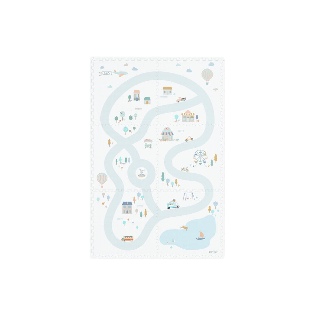 Play and Go Tiloo village puzzlemat, storage box, and mini house