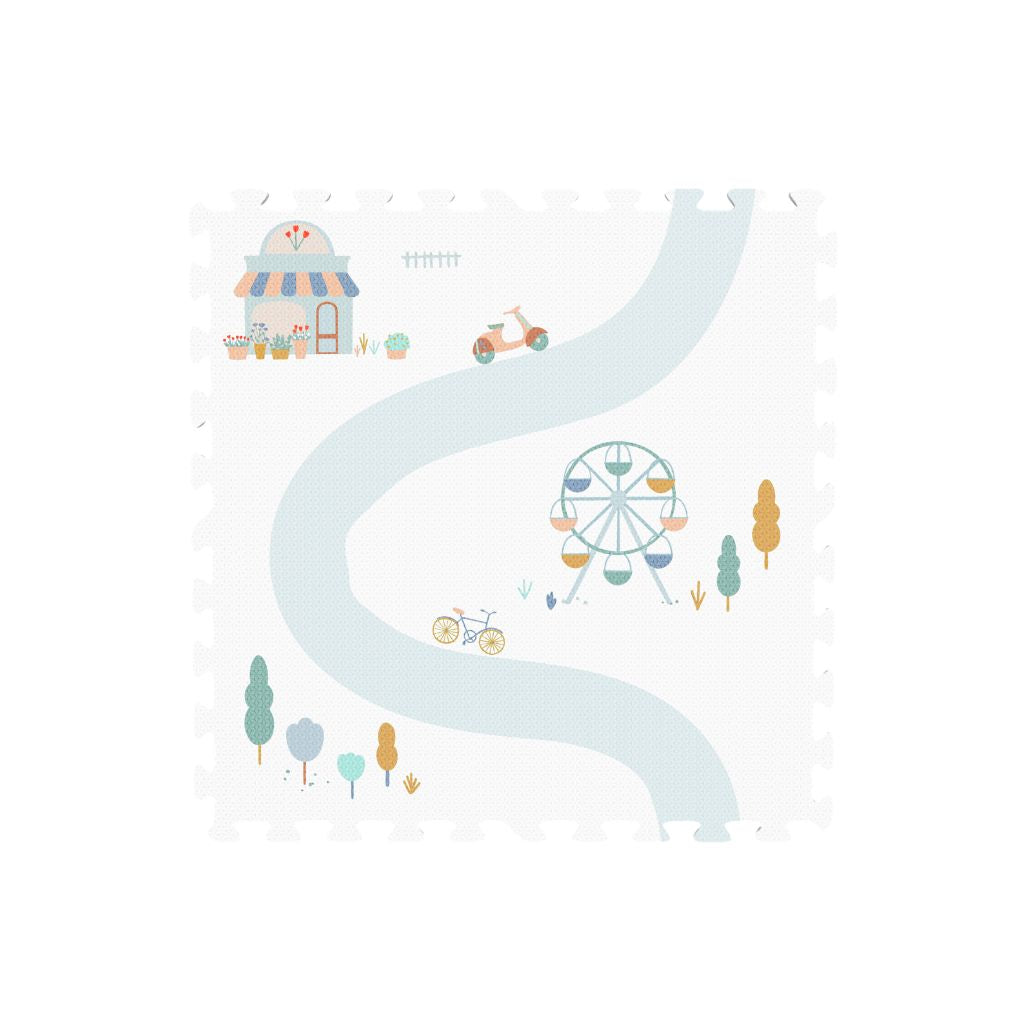Play&Go Puzzelmat Village Blauw / Wit – 6 Stuks